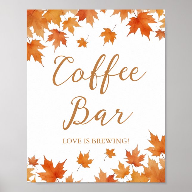 Affiche Bar à café pour une douche de mariée d'automne (Devant)