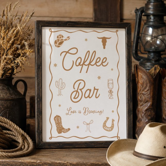 Affiche Bar à café pour une douche de mariée occidentale (Créateur téléchargé)