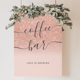 Affiche Bar à café rose gold glitter ombre blush