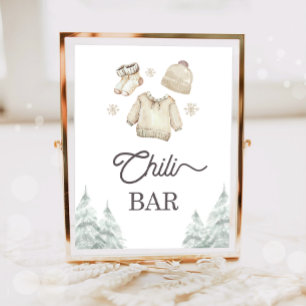 Affiche Bar à Chili Nourriture Bébé d'Hiver Il Fait Froid 