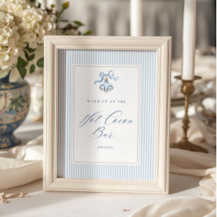 Affiche Bar à Chocolat Chaud Bleu Noël Enterrement de Vie 