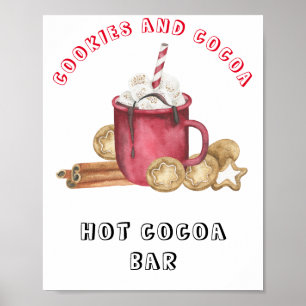 Affiche Bar à chocolat chaud pour baby shower Cookies et c