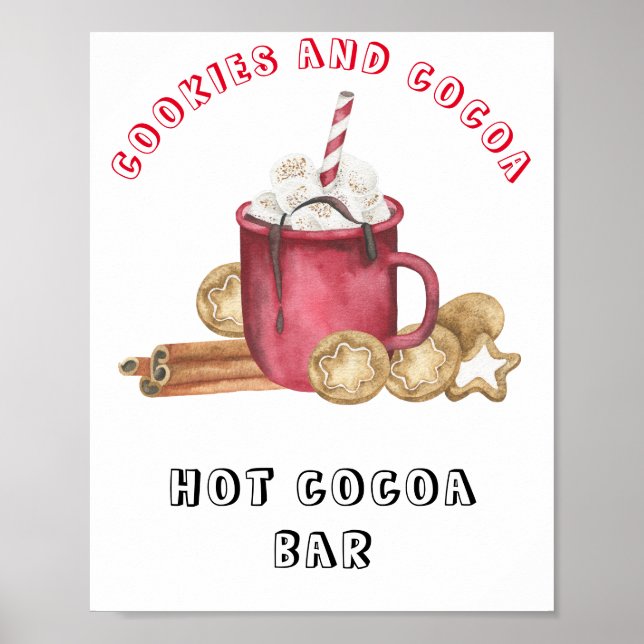 Affiche Bar à chocolat chaud pour baby shower Cookies et c (Devant)