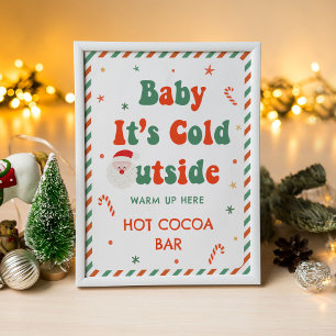 Affiche Bar à Chocolat Chaud pour Baby Shower de Noël