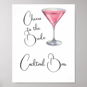 Affiche Bar à cocktails aquarelle enterrement de vie de je