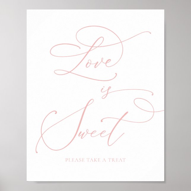 Affiche Bar à desserts Champagne Blush Rose L'amour est do (Devant)