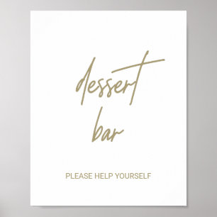 Affiche Bar à desserts de mariage en calligraphie dorée fa