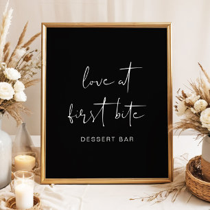 Affiche Bar à desserts de mariage minimaliste moderne noir