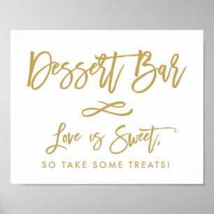 Affiche Bar à desserts doré avec lettrage chic
