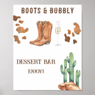 Affiche Bar à desserts pour Baby Shower Boots and Bubbly
