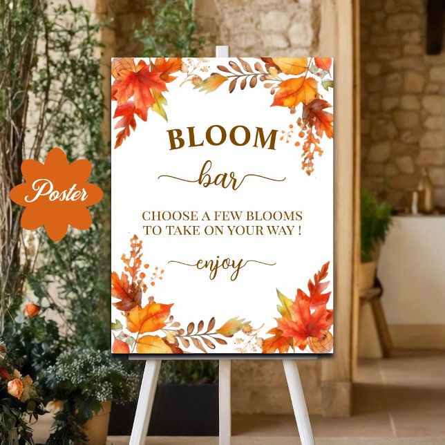 Affiche Bar à fleurs automnales Bohème pour mariage (Créateur téléchargé)