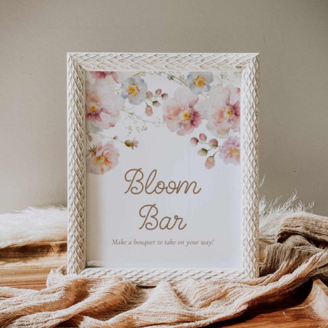 Affiche Bar à Fleurs Baby Shower Fleur Sauvage (Wildflower Bloom Bar Sign)