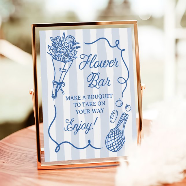 Affiche Bar à Fleurs de Mariage Dessiné à la Main Hors Mar (Créateur téléchargé)