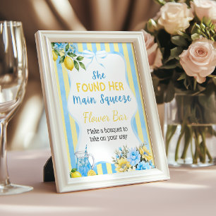 Affiche Bar à fleurs Floral Blue Main Squeeze pour la Mari