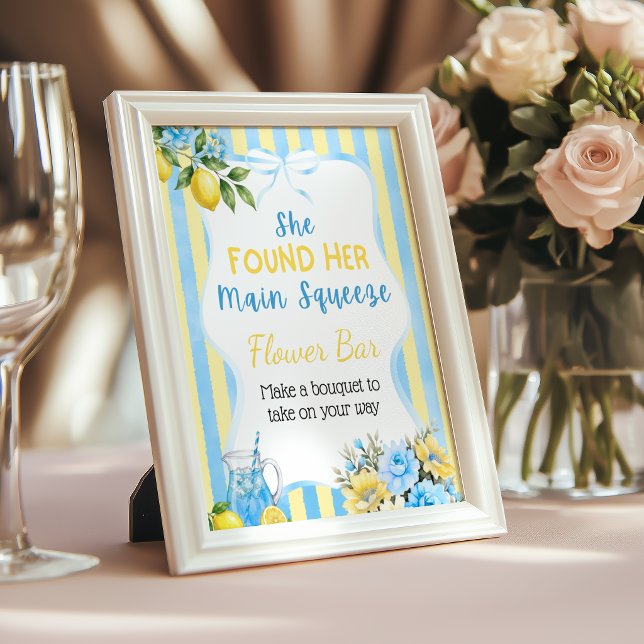 Affiche Bar à fleurs Floral Blue Main Squeeze pour la Mari (Créateur téléchargé)