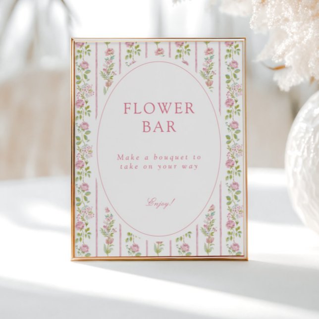 Affiche Bar à fleurs grandmillennial floral rose (Créateur téléchargé)