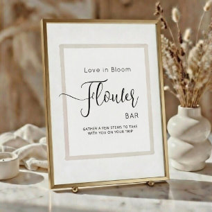 Affiche BAR À FLEURS pour douches de mariée. 