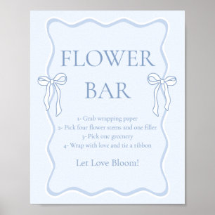 Affiche Bar à fleurs pour la fête prénuptiale Blue Bow Tyi