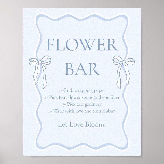 Affiche Bar à fleurs pour la fête prénuptiale Blue Bow Tyi (Devant)