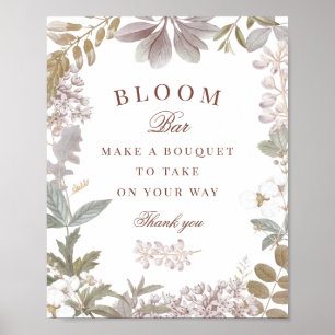 Affiche Bar à fleurs pour mariage vintage poussiéreux avec