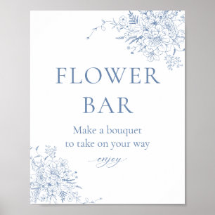 Affiche Bar à fleurs pour une Baby Shower "Something Blue"