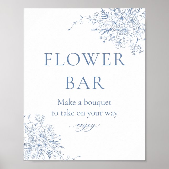 Affiche Bar à fleurs pour une Baby Shower "Something Blue" (Devant)