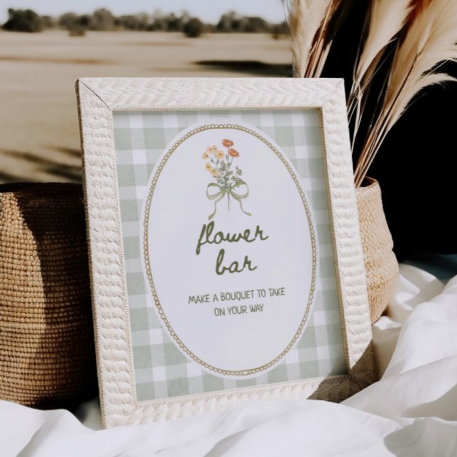 Affiche Bar à fleurs vert En vichy Fleur sauvage (Créateur téléchargé)