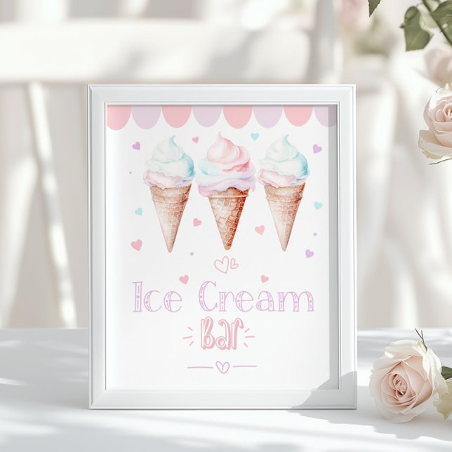 Affiche Bar à glace pastel fête d'anniversaire (Créateur téléchargé)