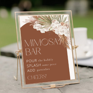 Affiche Bar à la Mimosa en terre cuite florale et à plumes