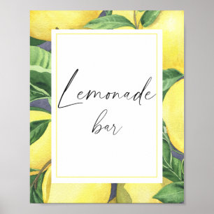 Affiche Bar à limonade moderne au citron aquarelle