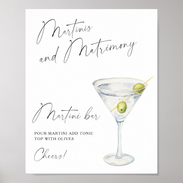 Affiche Bar à martini pour enterrement de vie de jeune fil (Devant)