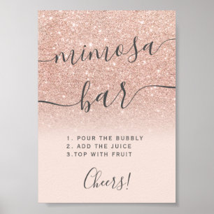 Affiche Bar à mimosa blush ombré paillettes or rose