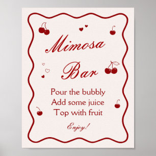 Affiche Bar à Mimosa Cherry On Top pour Enterrement de Vie
