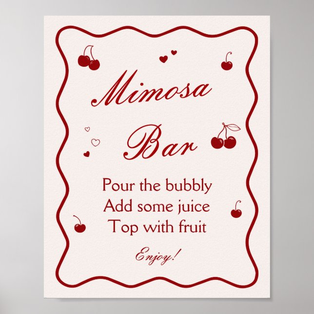 Affiche Bar à Mimosa Cherry On Top pour Enterrement de Vie (Devant)