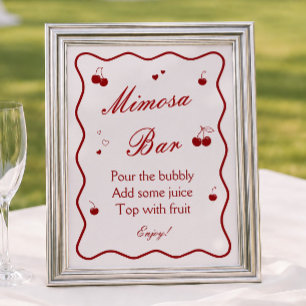 Affiche Bar à Mimosa Cherry On Top pour Enterrement de Vie