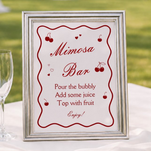 Affiche Bar à Mimosa Cherry On Top pour Enterrement de Vie (Créateur téléchargé)