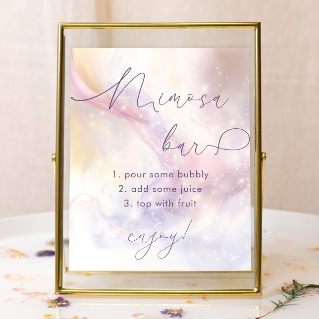 Affiche Bar à Mimosa Cloud 9 Aquarelle pour Enterrement de (Créateur téléchargé)