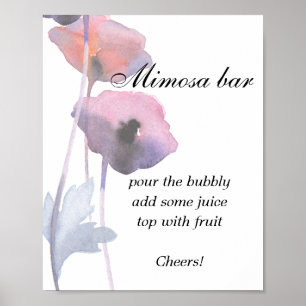 Affiche Bar à mimosa coquelicot rouge violacé   