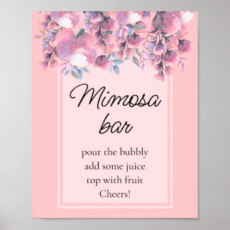 Affiche Bar à mimosa de fleurs automnales modernes rose po