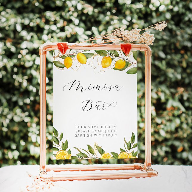 Affiche Bar à Mimosa de Mariage Citron Été Lumineux (Créateur téléchargé)