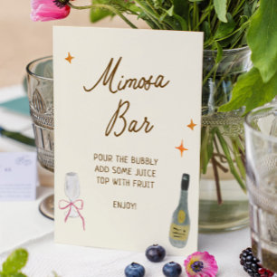 Affiche Bar à Mimosa de Mariage Dessiné à la Main de Maniè