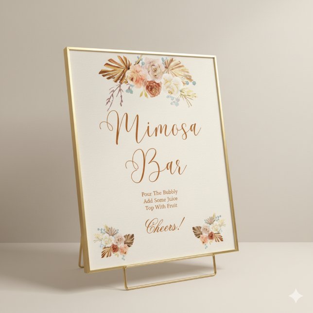 Affiche Bar à Mimosa en Terracotta Rustique d'Automne (Créateur téléchargé)