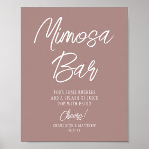 Affiche Bar à Mimosa Félicitations Écriture Moderne Rose G