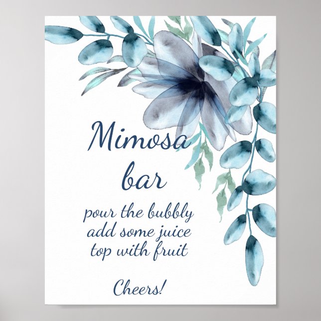 Affiche Bar à Mimosa fleuri bleu poussiéreux (Devant)