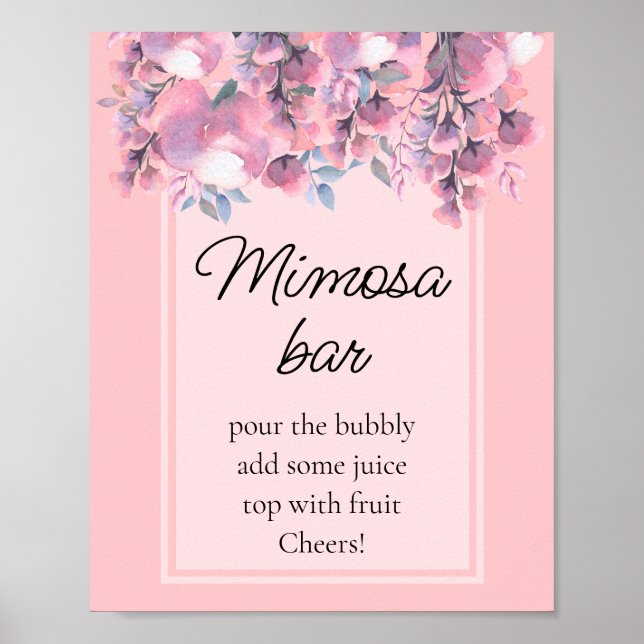Affiche Bar à mimosa Fleurs de rose poudrée Floral Moderne (Devant)