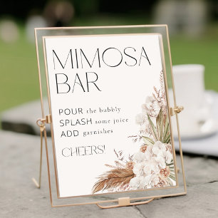 Affiche Bar à Mimosa Fleurs et Plumes Bohème