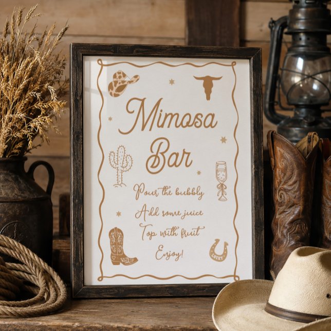 Affiche Bar à Mimosa Mariage Boots and Bubbly (Créateur téléchargé)