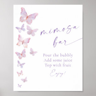 Affiche Bar à Mimosa Mariage Papillon