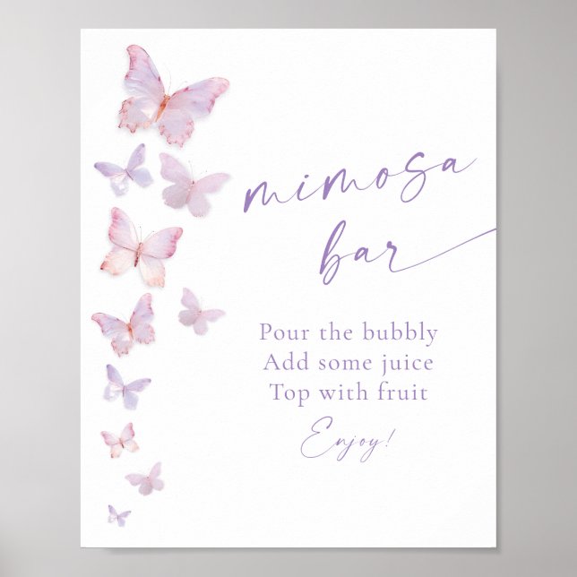Affiche Bar à Mimosa Mariage Papillon (Devant)