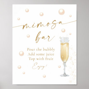 Affiche Bar à Mimosa Mariage Perles et Prosecco